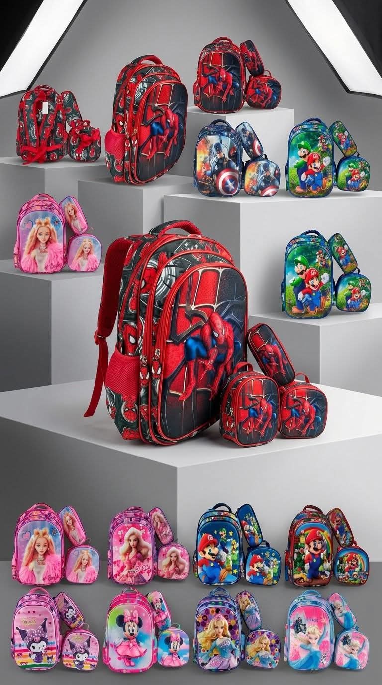 COMBO MOCHILA ESTAMPADO CON LUZ PERSONAJES