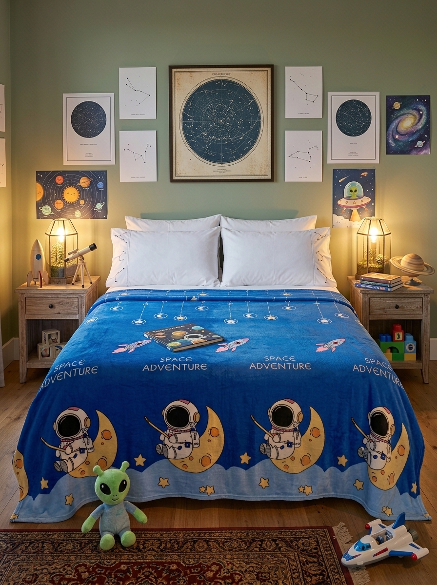 FRAZADA PERSONAJES 180X200CM ASTRONAUTA