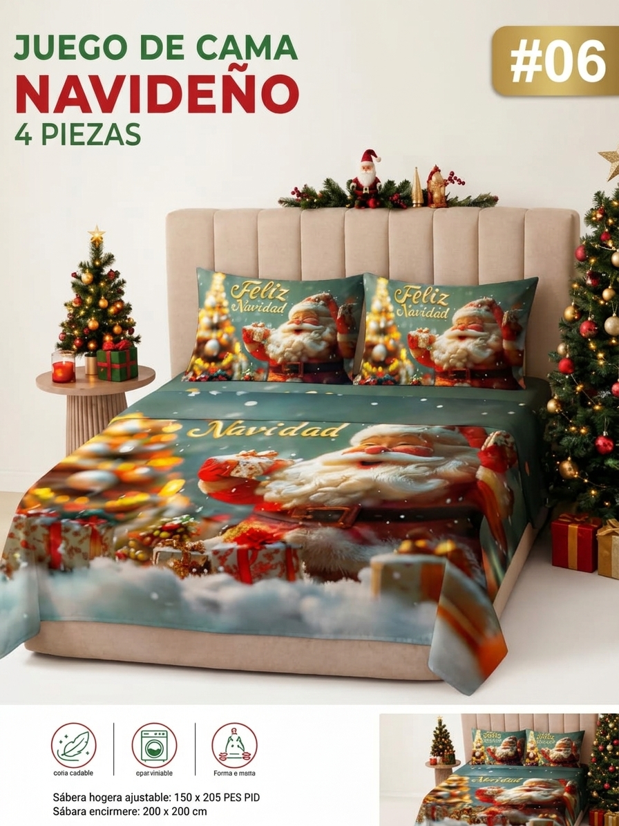 JUEGO DE SABANAS NAVIDEÑO MATRIMONIAL MOD.6
