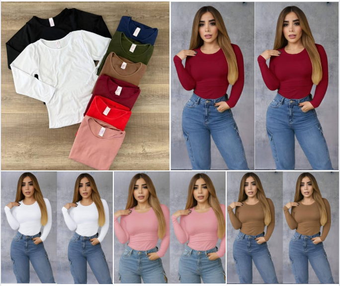 10 BLUSAS TERMICAS CUELLO REDONDO POR COLORES CAFE OSCURO