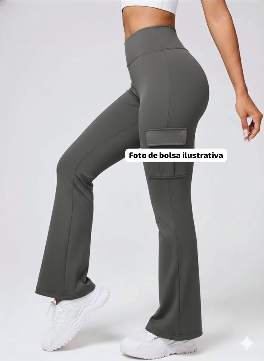 LEGGINS CARGO ACAMPANADO GRIS L 07