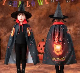GORRO CON CAPA HAPPY HALLOWEEN CALABAZA NARANJA