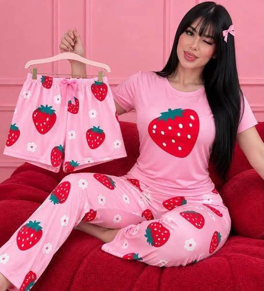 CONJUNTO PIJAMA 3PZ FRESAS