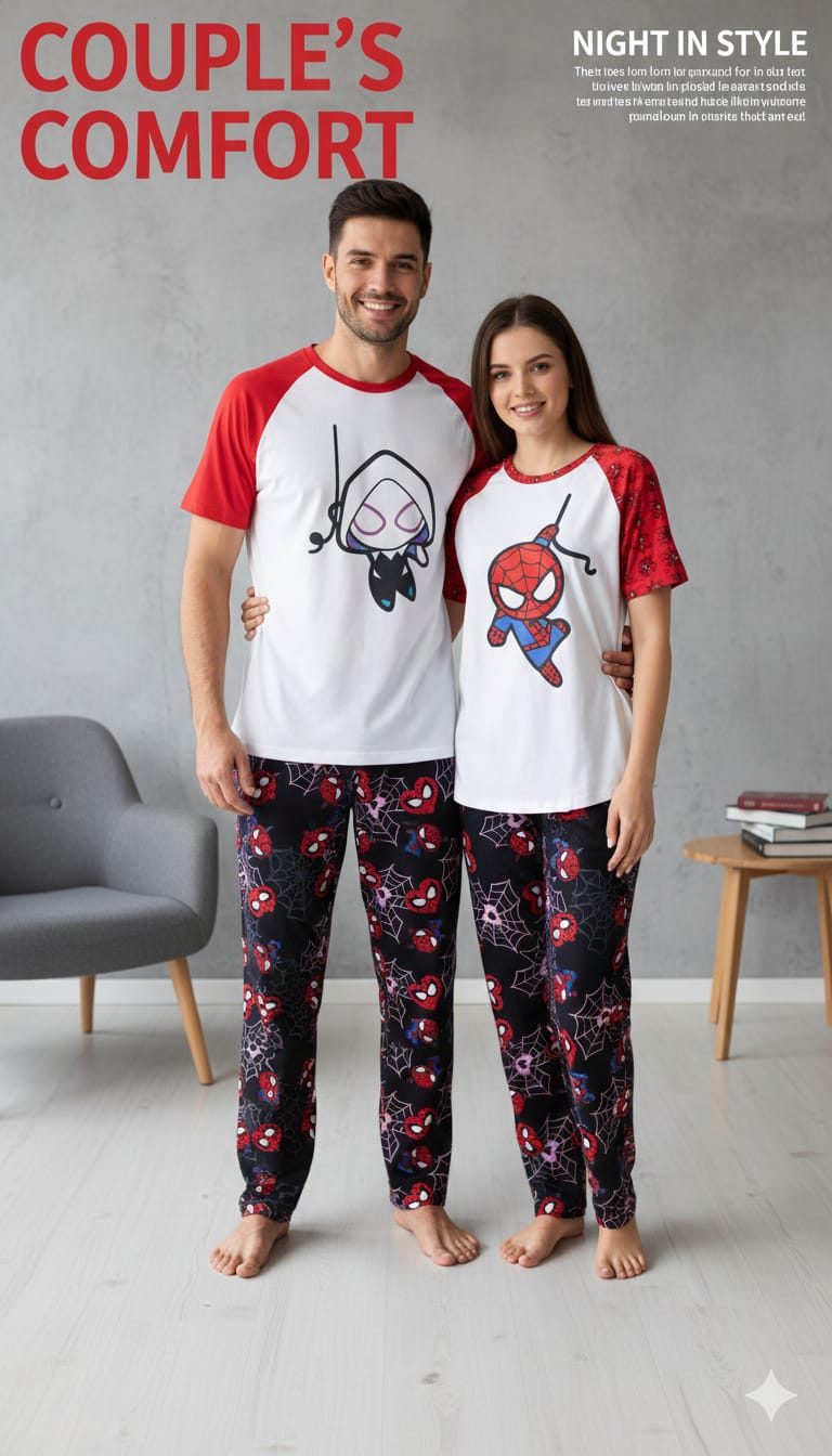 PIJAMAS PAREJAS SPIDERMAN Y SPIDER WOMAN BRUSH