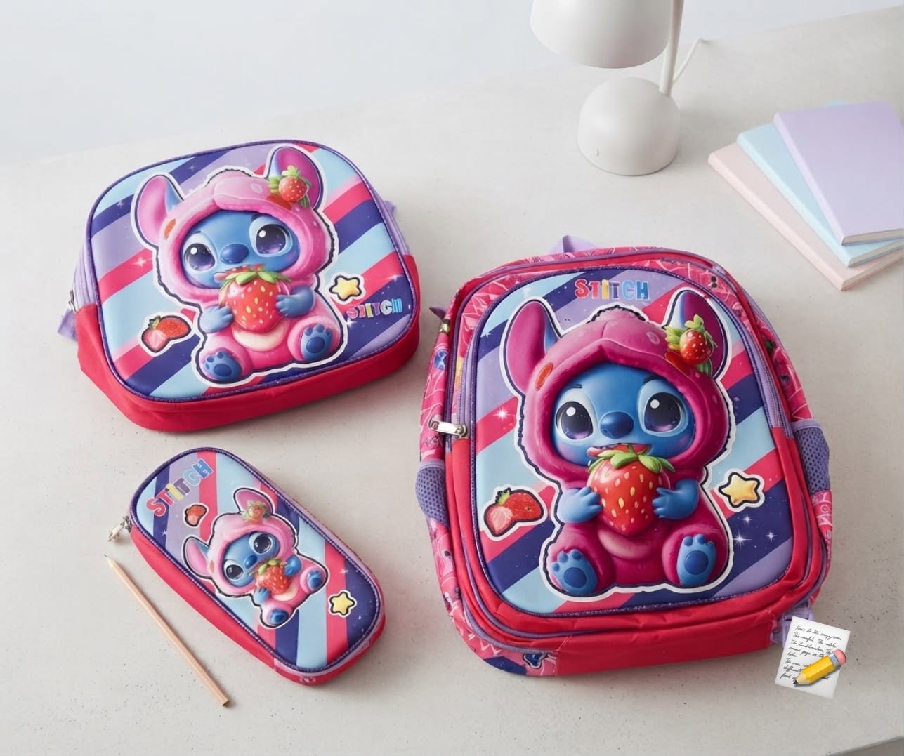 COMBO  MOCHILA PREESCOLAR ANGEL FRESA #143-4