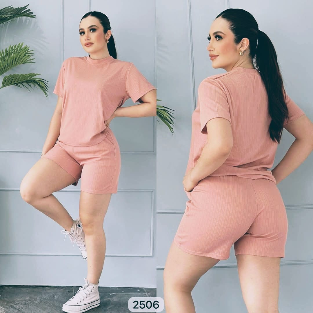 CONJUNTO SHORT BOMY ROSA PALO L