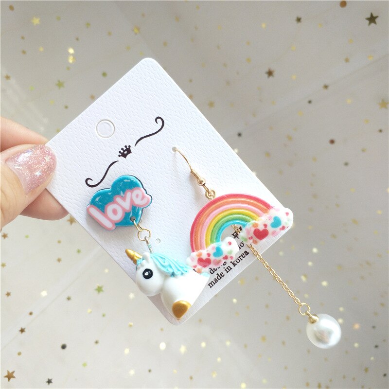 ARETES UNICORNIO Y ARCOIRIS