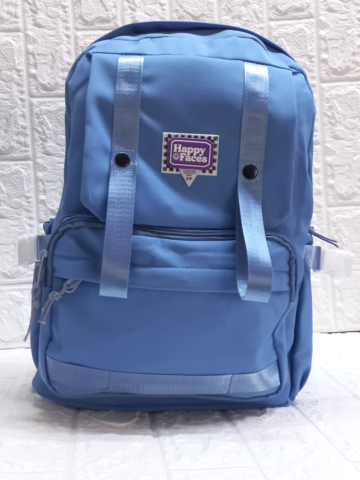 MOCHILA HAPPY FACES AZUL