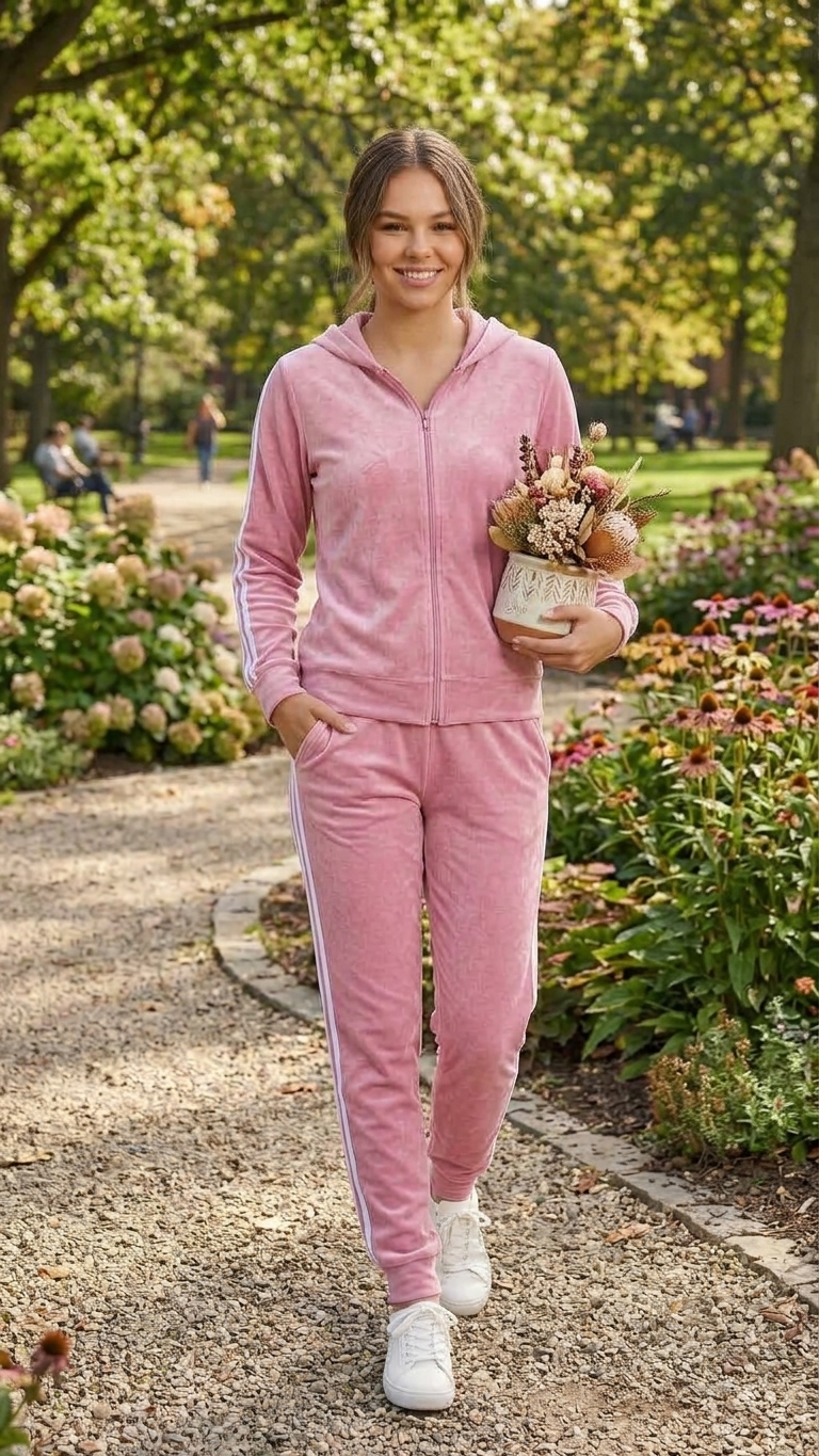 CONJUNTO PANTS Y CHAMARRA ROSA XL