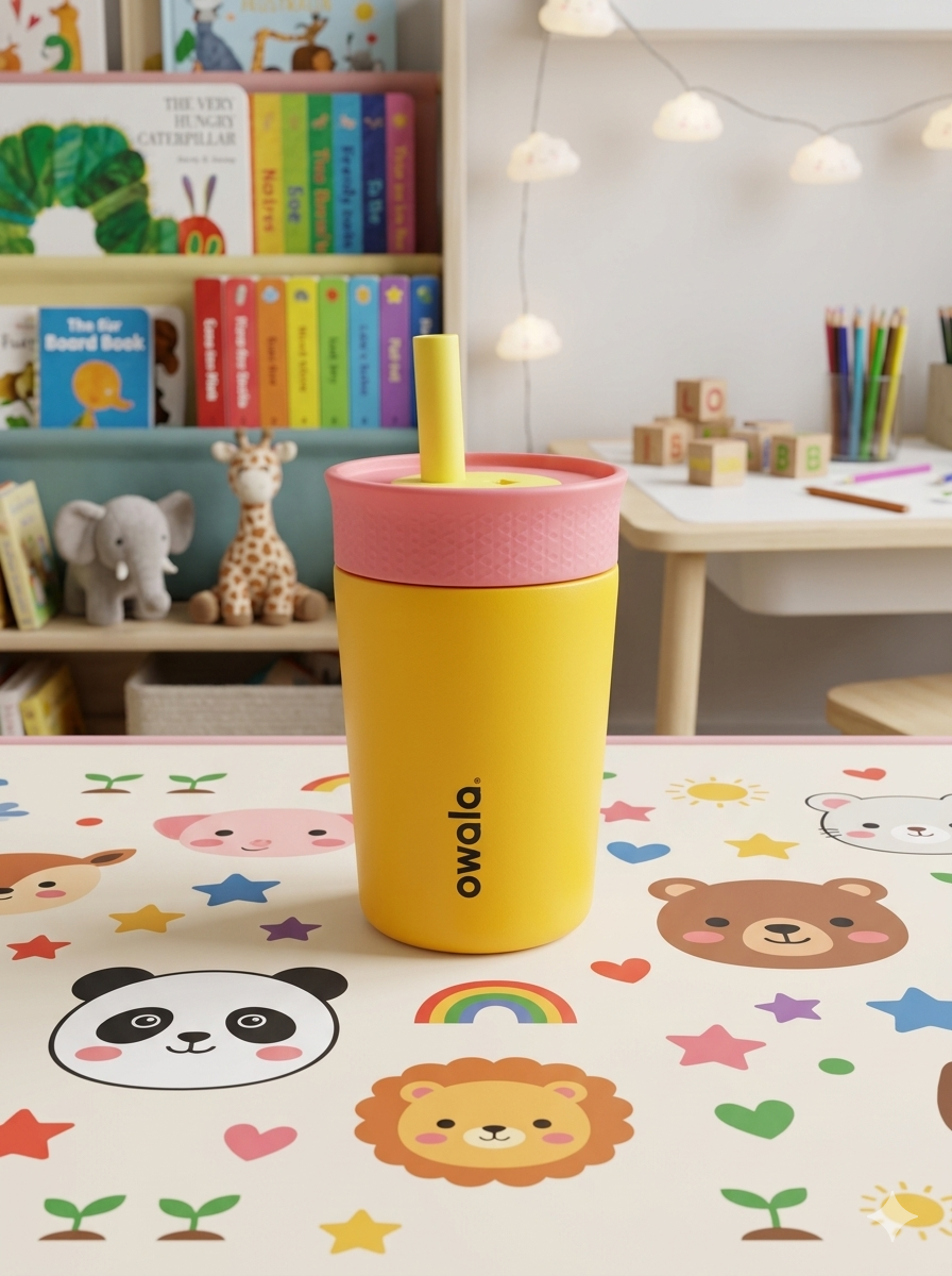 OWALA KIDS CON POPOTE 350ML MOZTAZA/ROSA