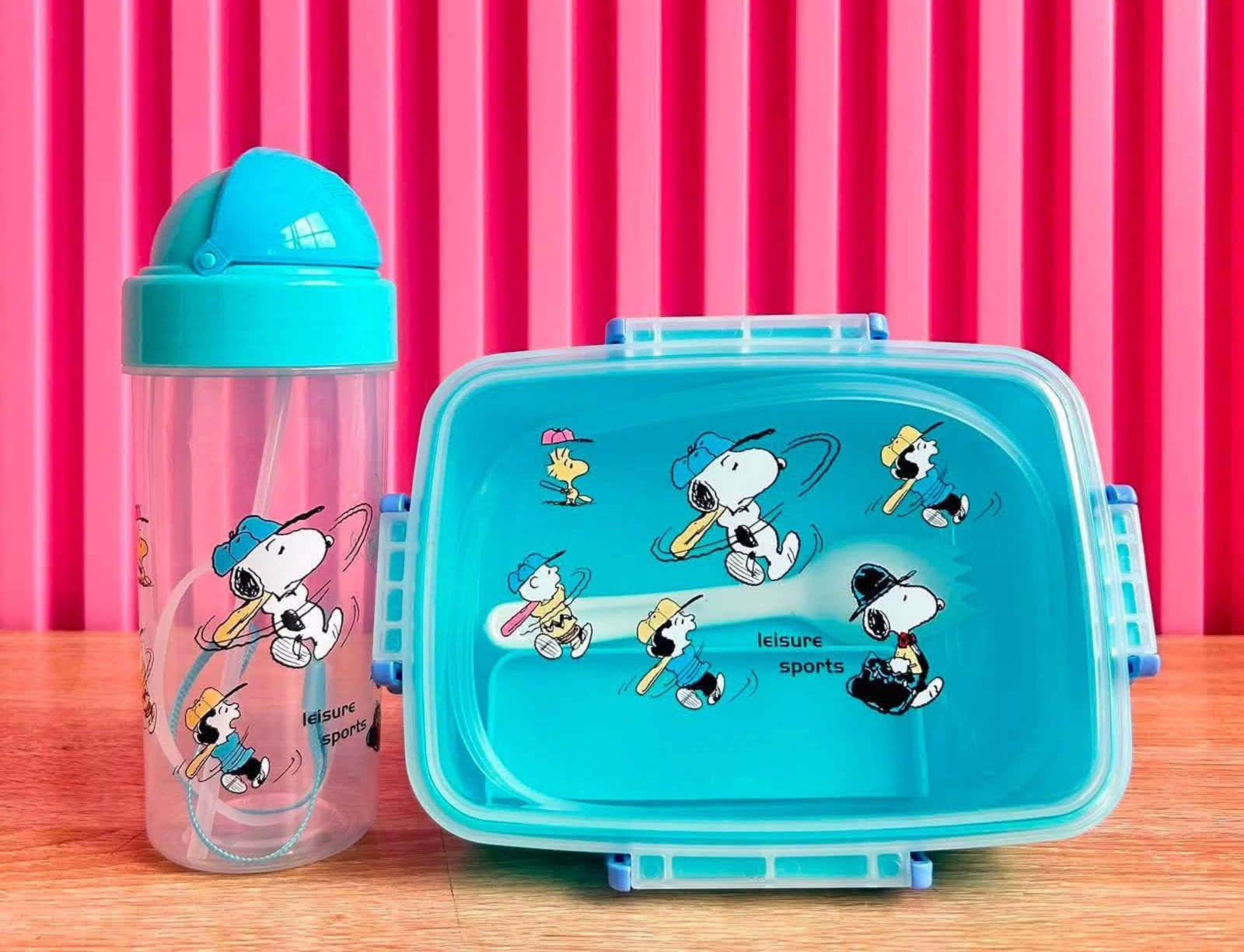 SET LONCHERA Y VASO SNOOPY CELESTE