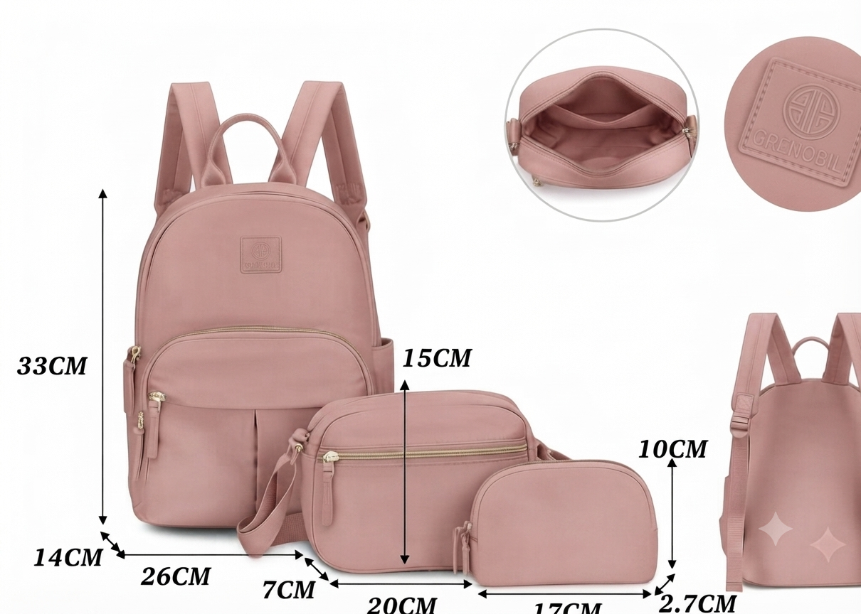 COMBO MOCHILA JUVENIL LISA ROSA PALO  2154