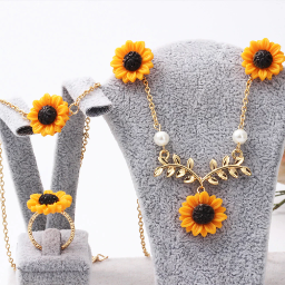 SET DAMA GIRASOL COLLAR,ARETES,PULSERA