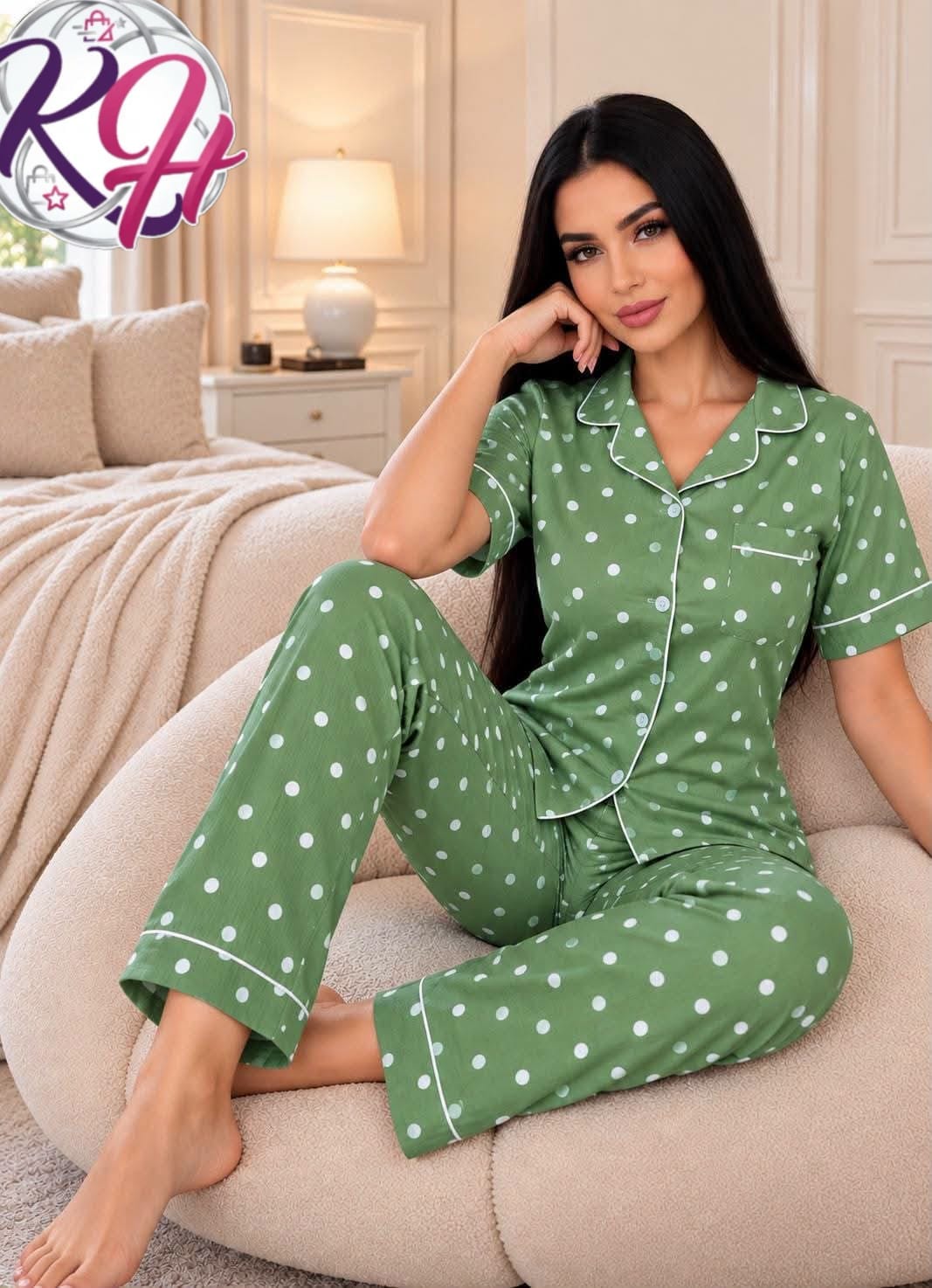 CONJUNTO PIJAMA LUNARES VERDE XL