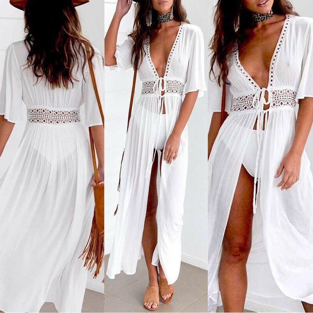 SALIDA DE PLAYA TIPO VESTIDO BLANCO 2XL