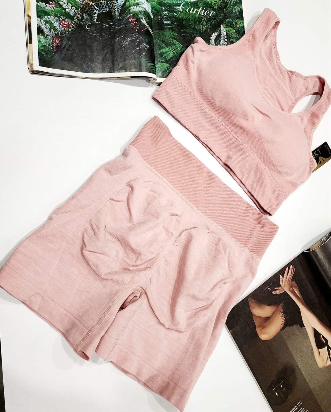 TOP Y SHORT SPORT ROSA PASTEL