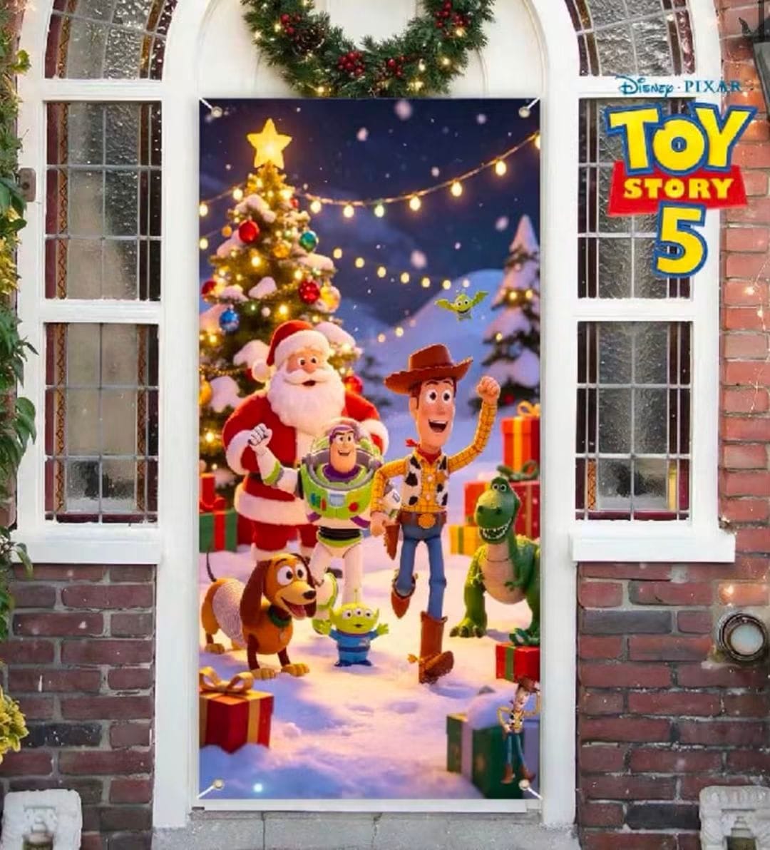 TELON CUBRE PUERTA NAVIDEÑA PERSONAJES TOYS STORY