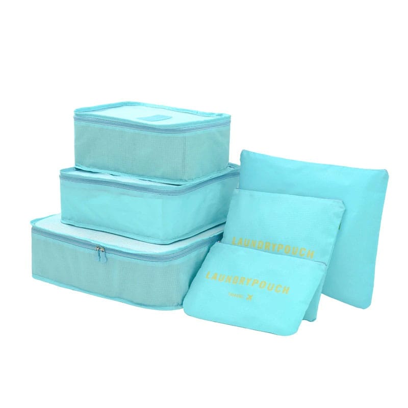 KIT BOLSA DE VIAJE 6 PIEZAS CELESTE