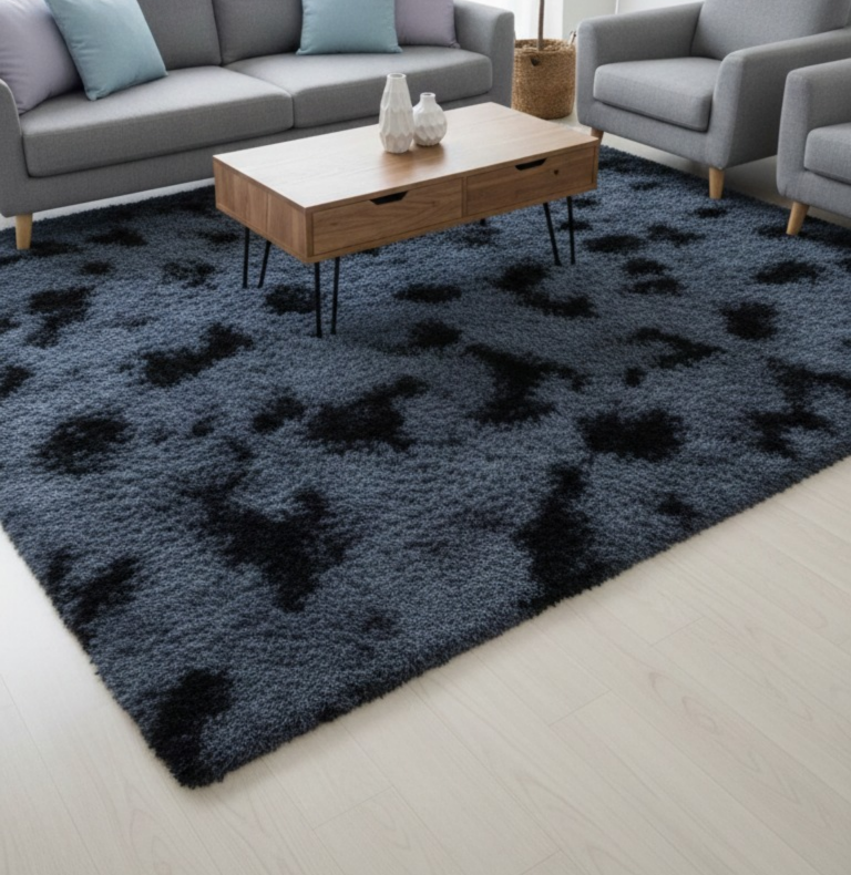 ALFOMBRA PELO ALTO 80X120 GRIS/NEGRO