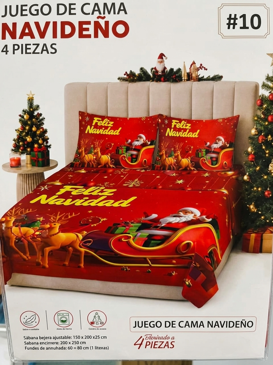 JUEGO DE SABANAS NAVIDEÑO MATRIMONIAL MOD.10