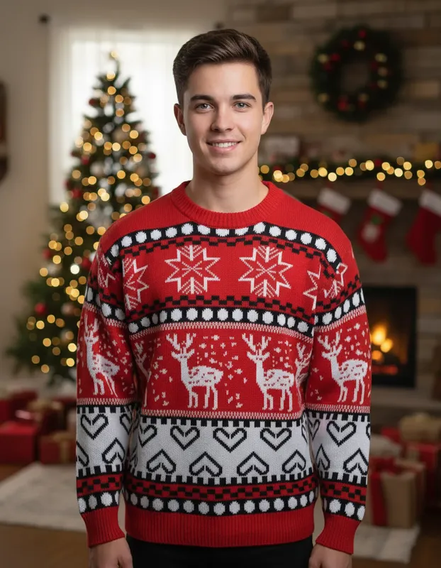 SUETER UNISEX NAVIDEÑO UNITALLA ROJO/RENO