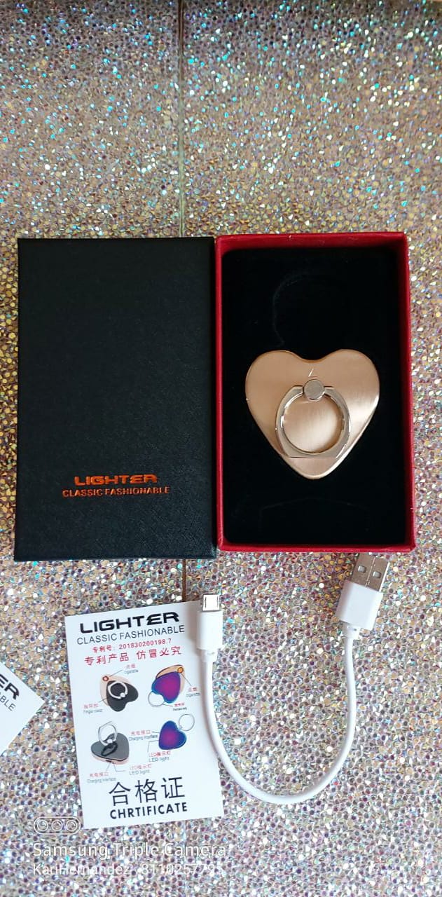 ENCENDEDOR CELULAR CORAZON ROSA GOLD