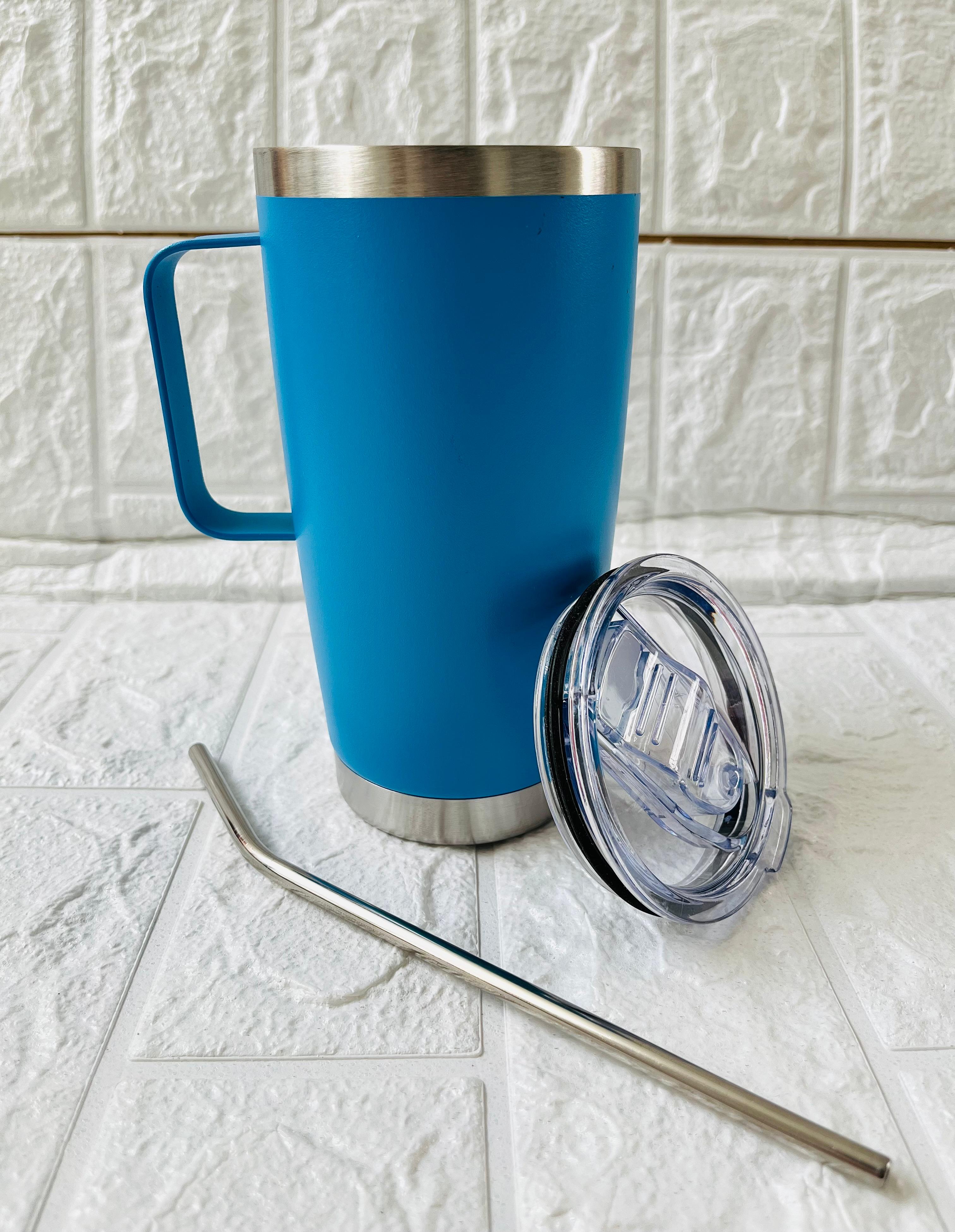 TERMO TIPO YETI CON AGARRADERA 20 OZ CELESTE