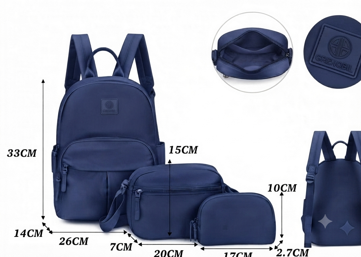 COMBO MOCHILA JUVENIL LISA AZUL MARINO 2154