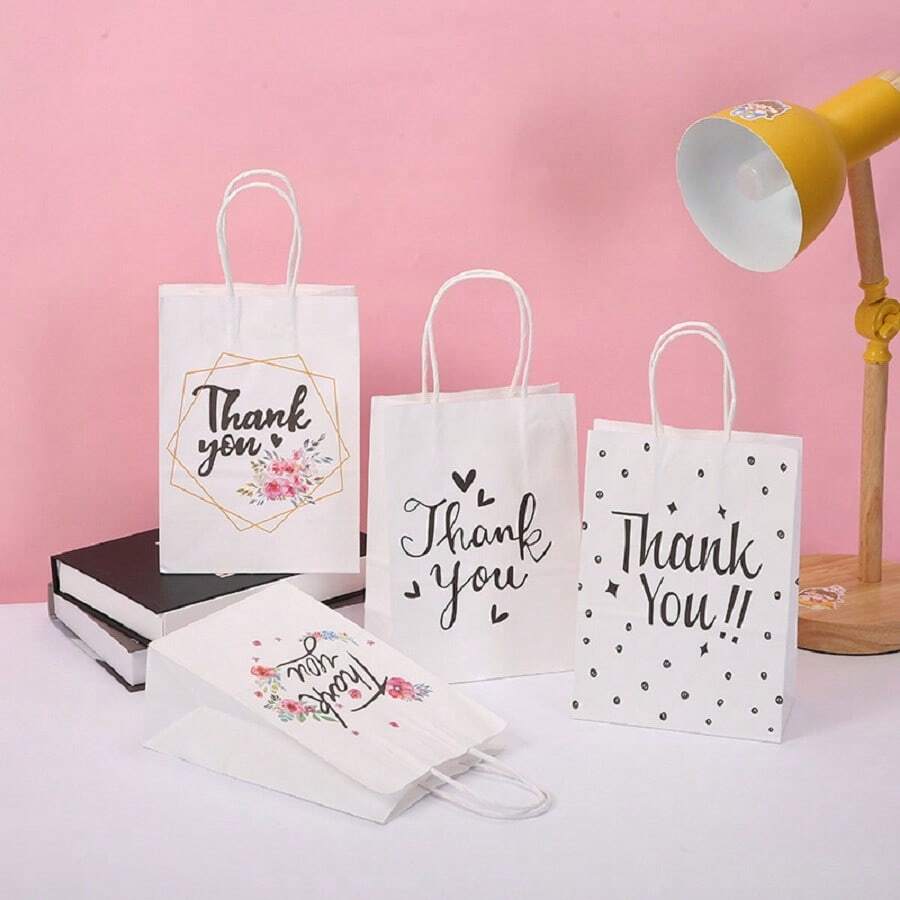 DOCENA DE BOLSAS BLANCAS KRAF THANK YOU