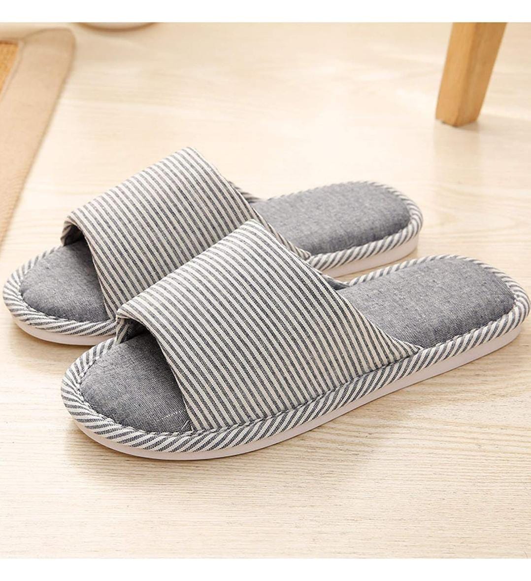 PANTUFLAS DE RAYAS GRIS 41-42 (26-26.5 CM)