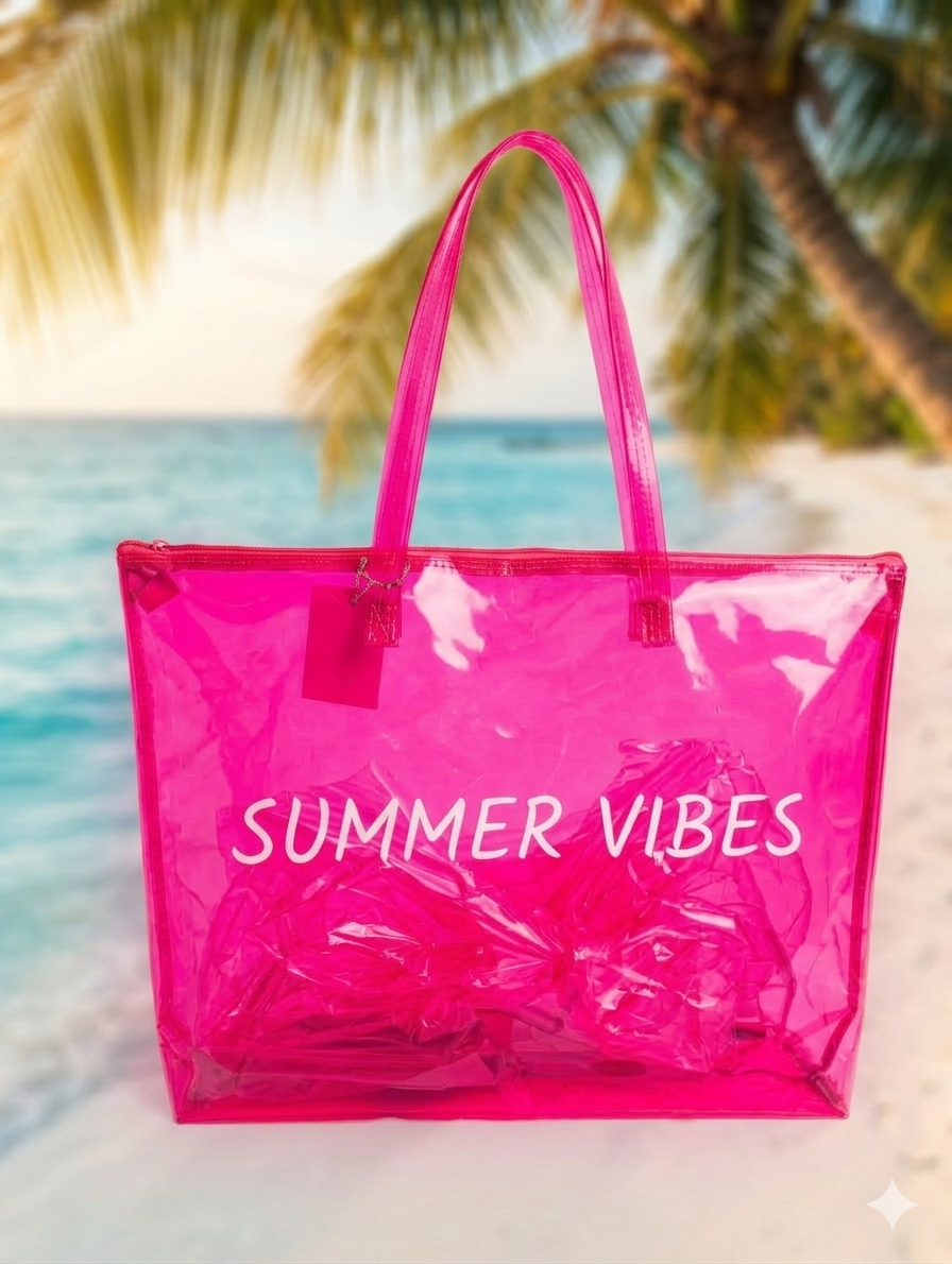 BOLSA TRNAPARENTE LISA FUCSIA
