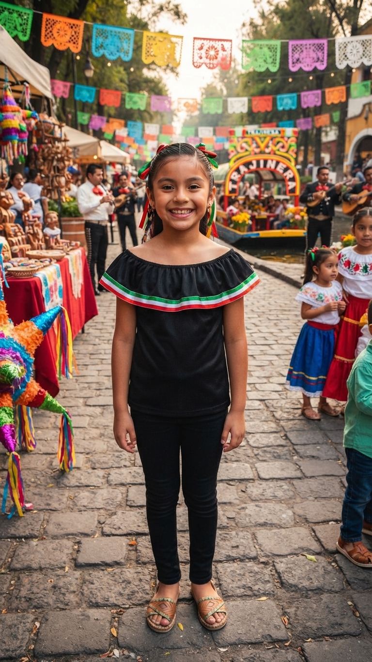 BLUSA MEXICANA NIÑA NEGRO G