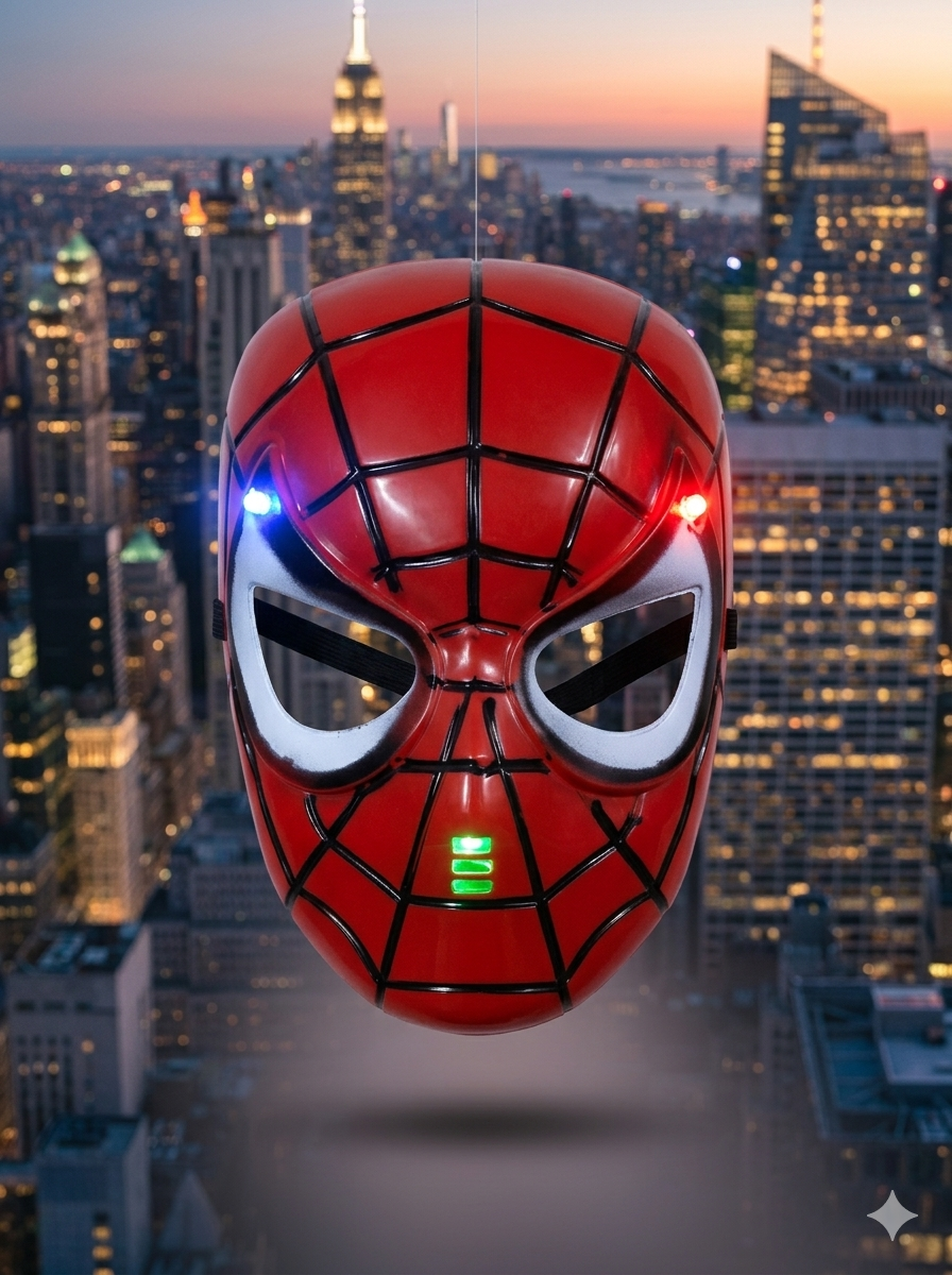 MASCARA DE SPIDERMAN LED ROJO