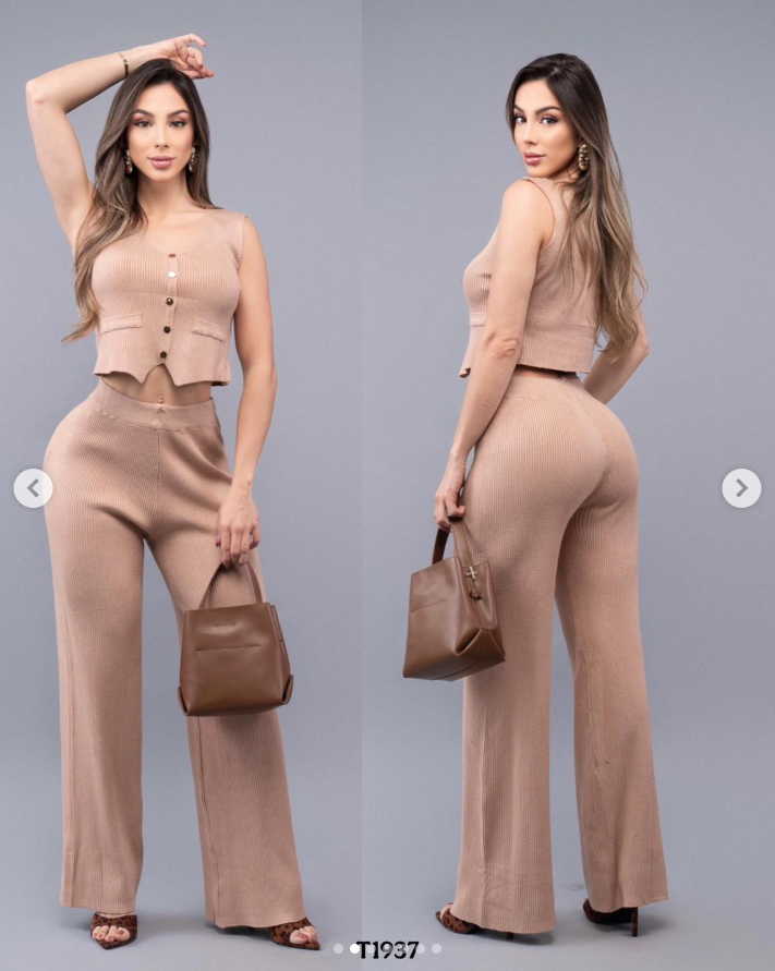 CONJUNTO BOMY PANTALON Y BLUSA BEIGE M
