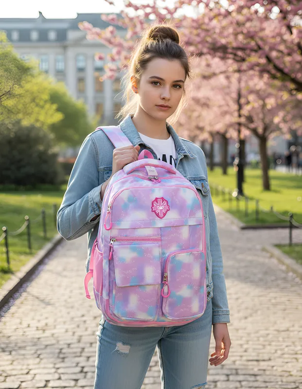 MOCHILA COMPARTIMENTADA GALAXIA ROSA