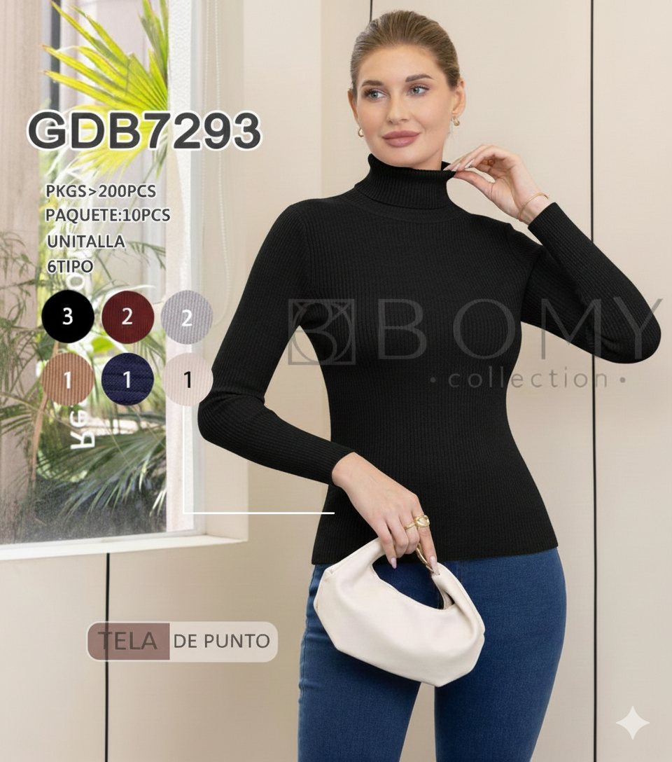 BLUSA BOMY MANGA LARGA CUELLO TORTUGA NEGRO