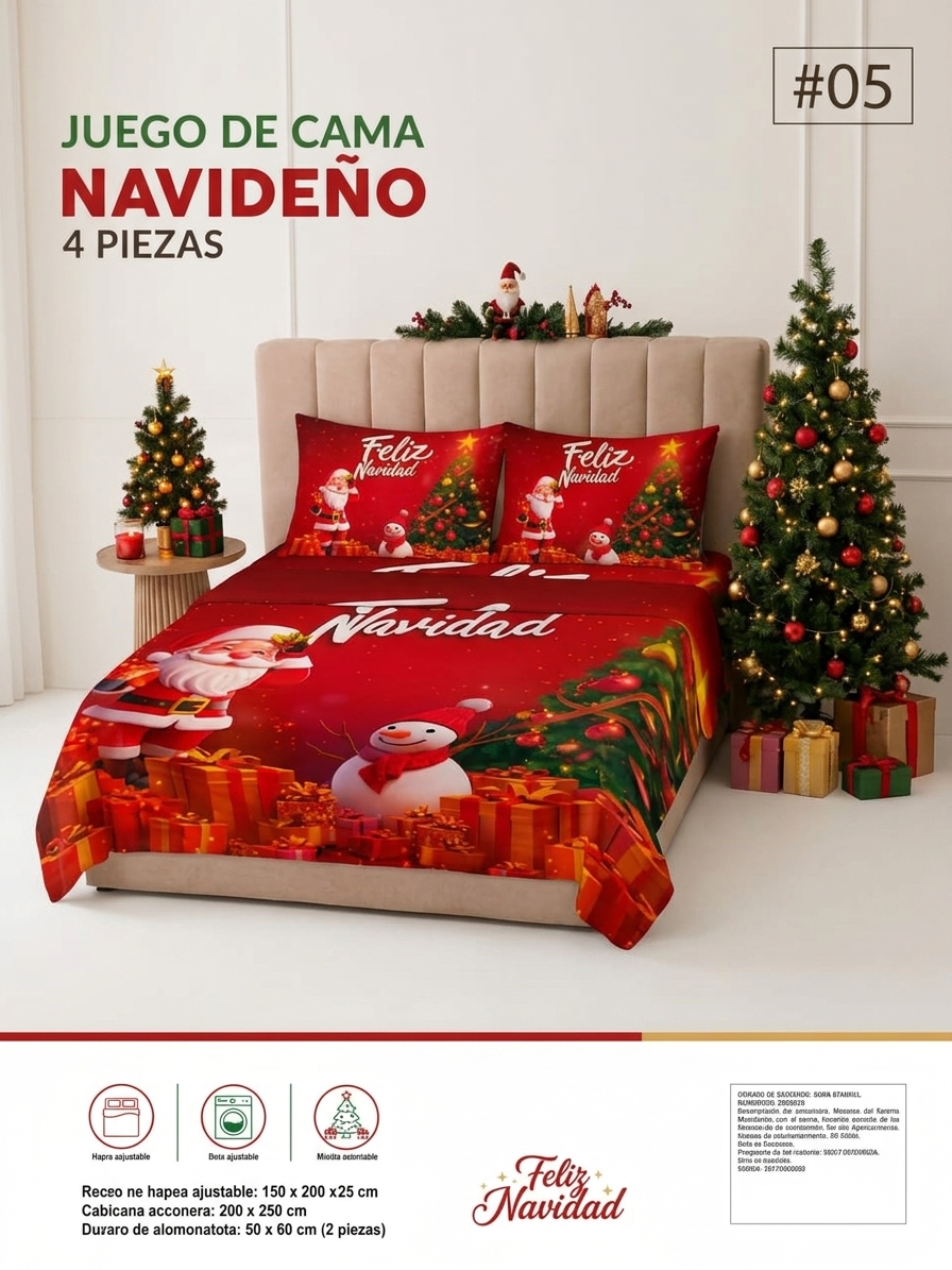 JUEGO DE SABANAS NAVIDEÑO MATRIMONIAL MOD.5