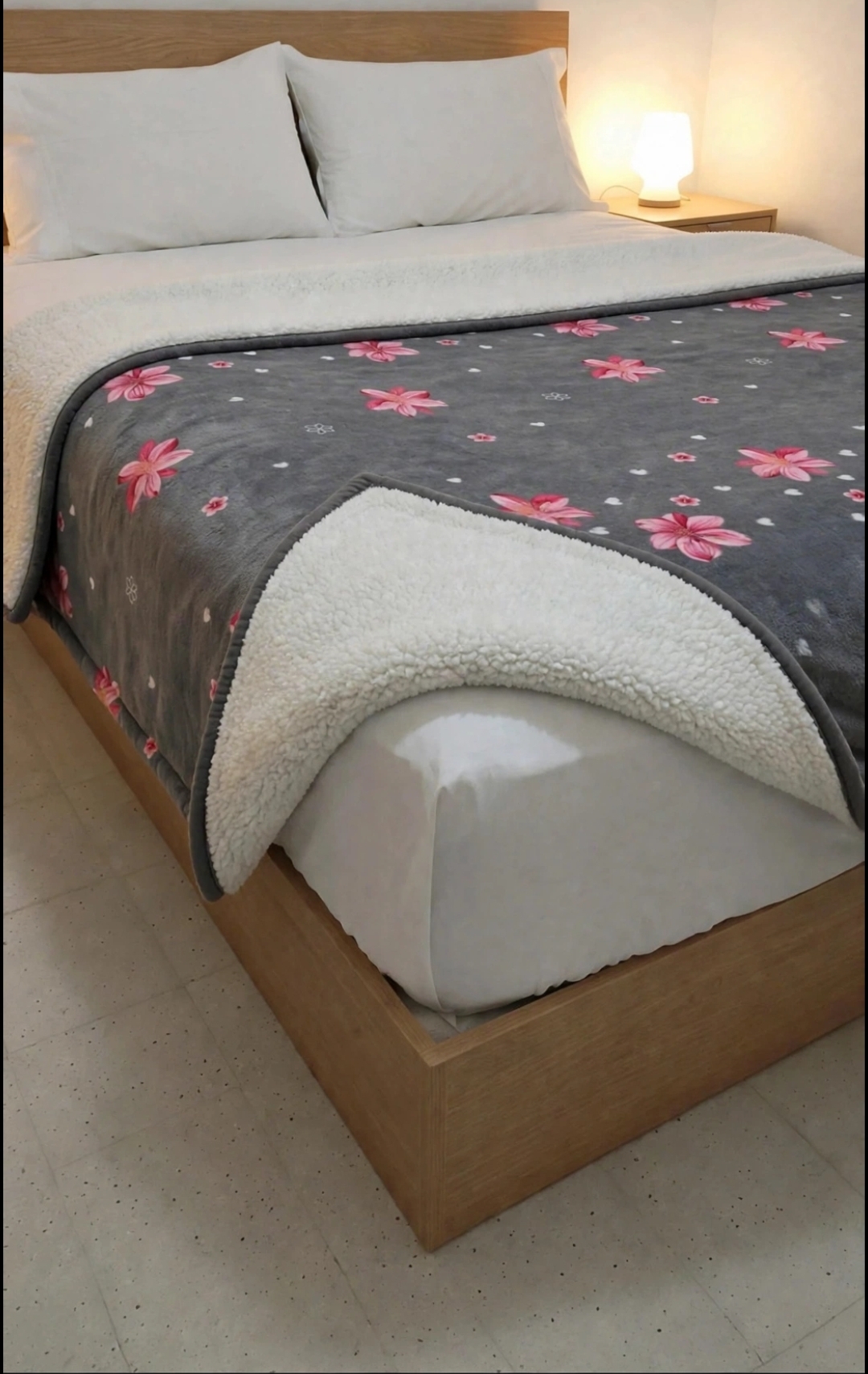 COBIJAS DISEÑOS GRIS FLOR CORAL