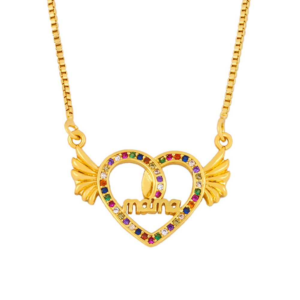 COLLAR CORAZON MAMA PIEDRAS COLORES