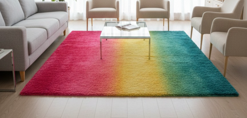 ALFOMBRA PELO ALTO TRICOLOR ARCOIRIS 130X200