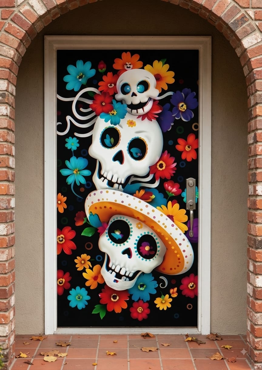 FUNDA CUBRE PUERTA HALLOWEEN-DIA DE MUERTOS MOD.5