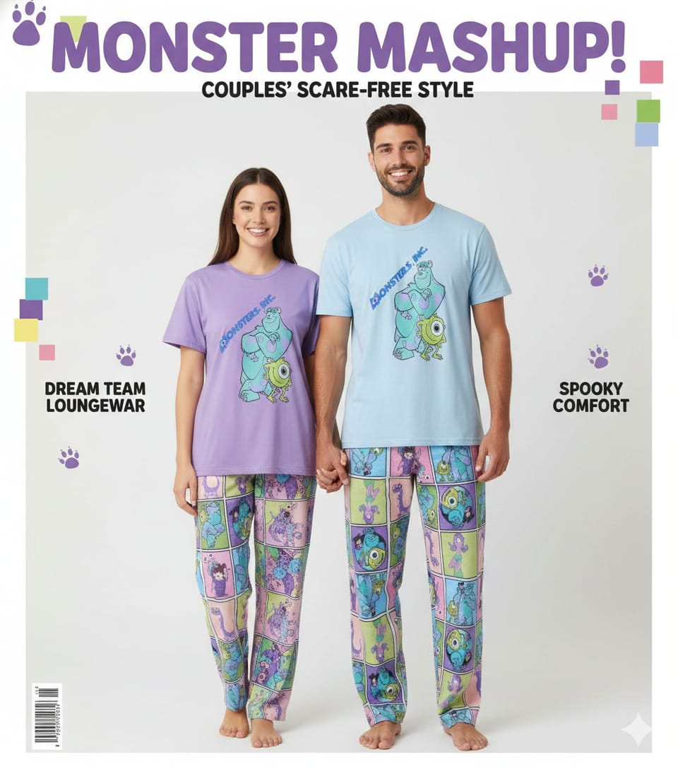 DUO PIJAMAS PAREJAS MOSTER INC. FRANEL