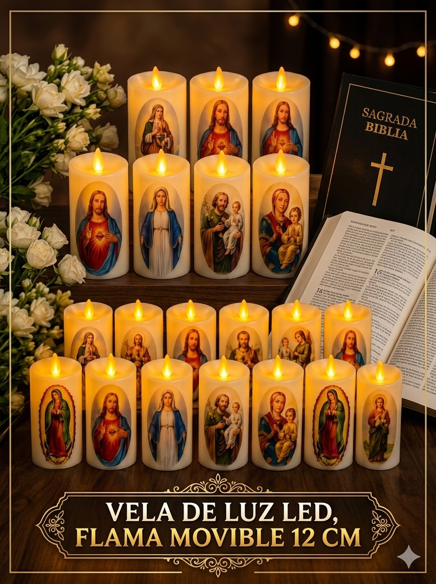 CAJA DE VELAS RELIGIOSAS LED 12PZ