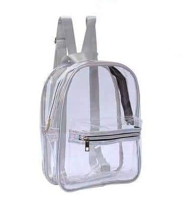 MOCHILA TRANSPARENTE GRIS MEDIANA