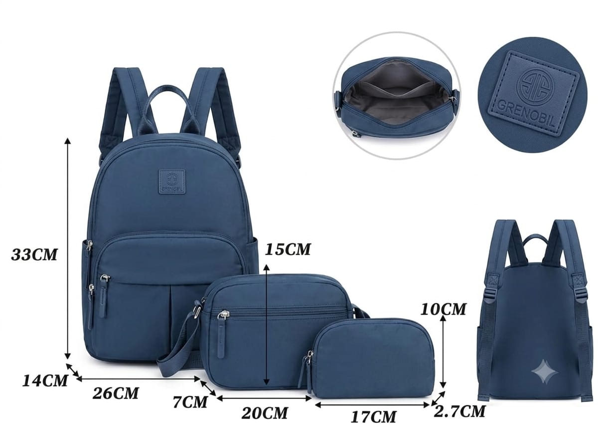 COMBO MOCHILA JUVENIL LISA AZUL MEZCLILLA 2154