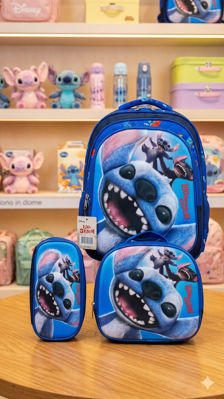 COMBO MOCHILA CON LUZ STITCH #912