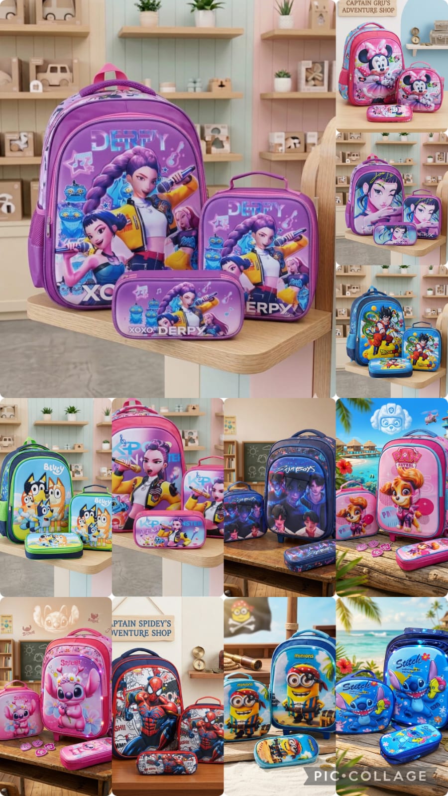 COMBO MOCHILA CON LUZ PERSONAJES