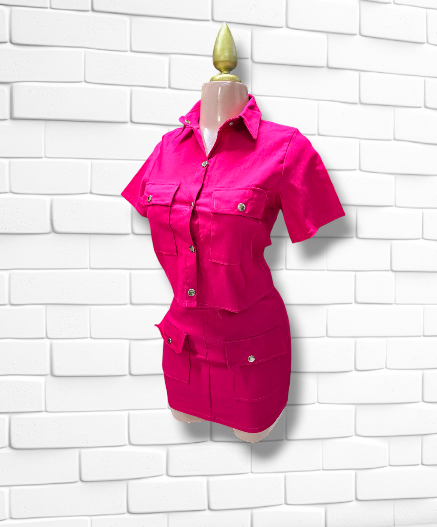 CONJUNTO CAMISA Y FALDA UNITALLA FUCSIA