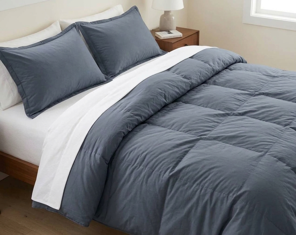EDREDON 3PZ LISO 200X230CM GRIS-CELESTE