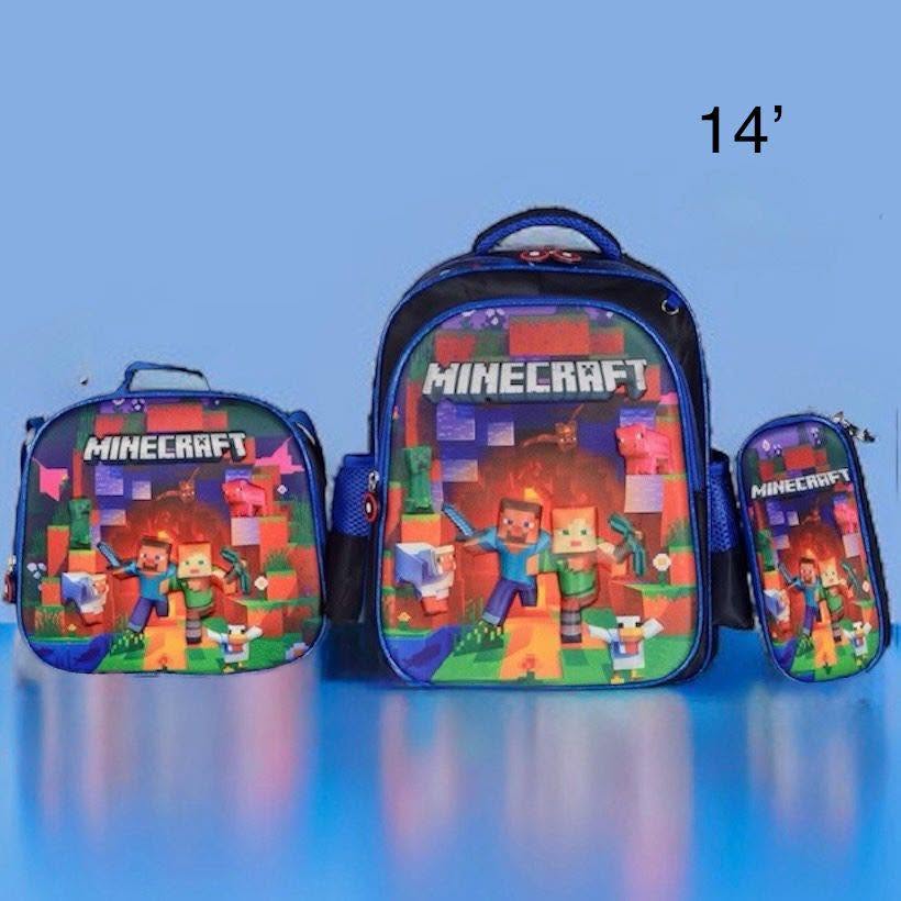 COMBO MOCHILA CON LUZ MINECRAF PREESCOLAR PRIMARIA